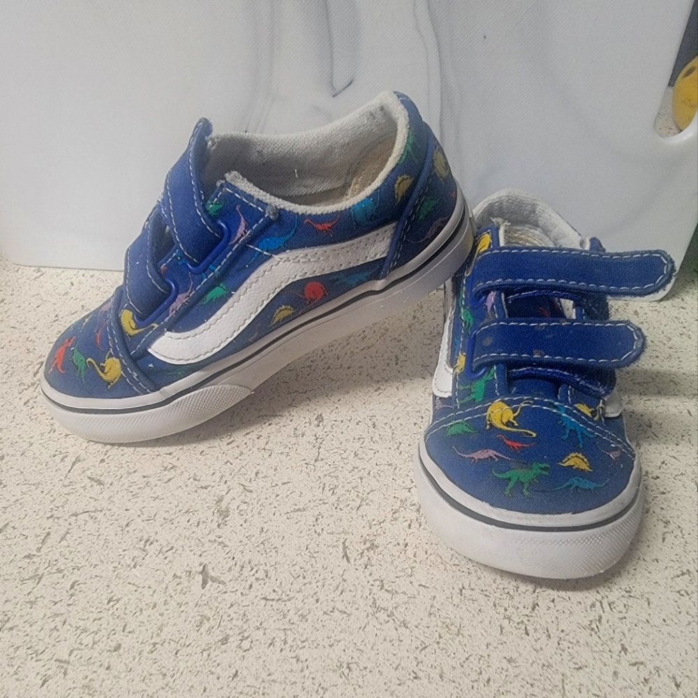 Vans Blue Velcro Dino Shoes